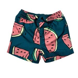Tea Collection Swimsuit Baby Blue/Pink Watermelon Board Shorts Trunks 9-12 Month